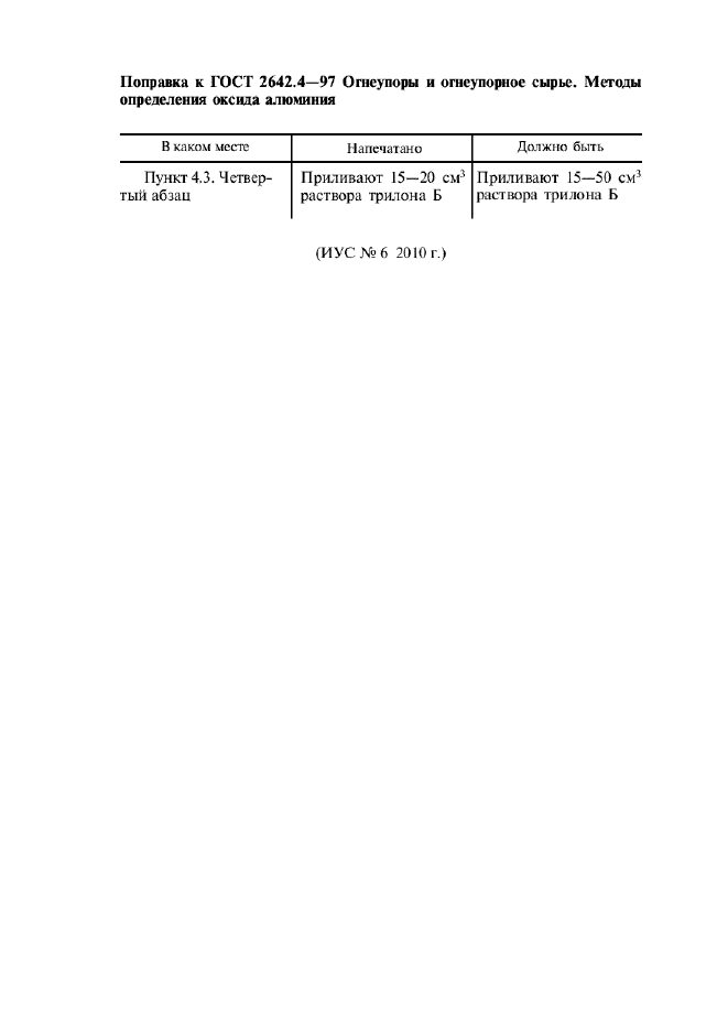 Поправка к ГОСТ 2642.4-97