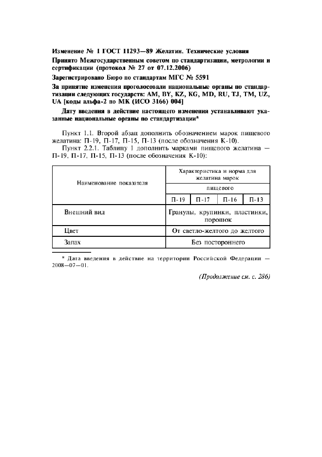 Изменение №1 к ГОСТ 11293-89