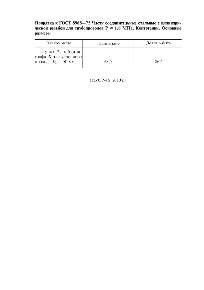 Поправка к ГОСТ 8968-75