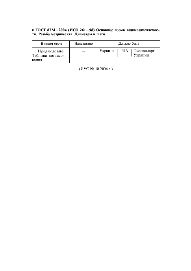 Поправка к ГОСТ 8724-2002