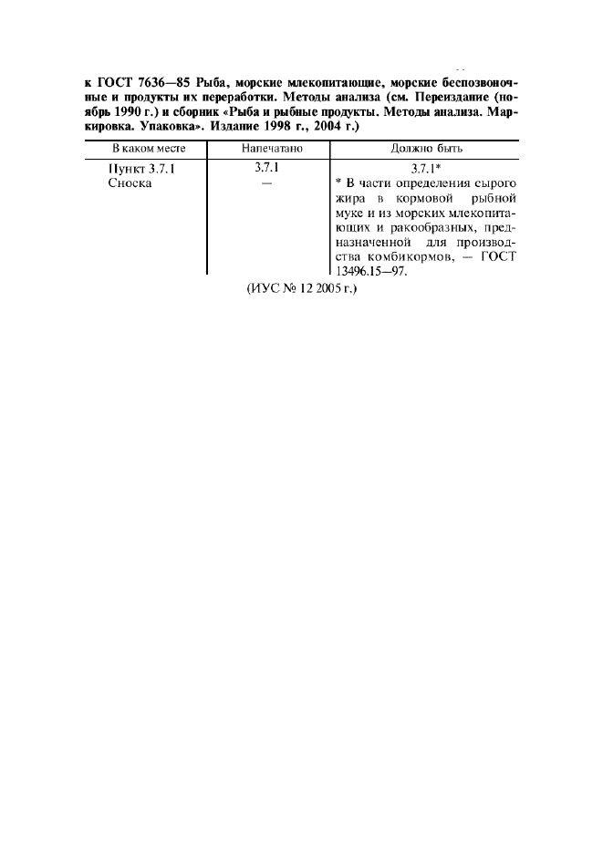 Поправка к ГОСТ 7636-85