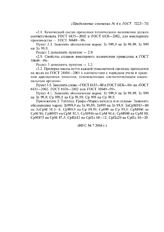 Изменение №4 к ГОСТ 7222-75