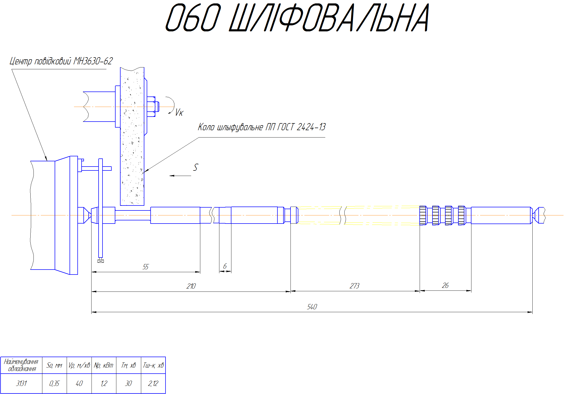 Операционная карта шлифовальной операции